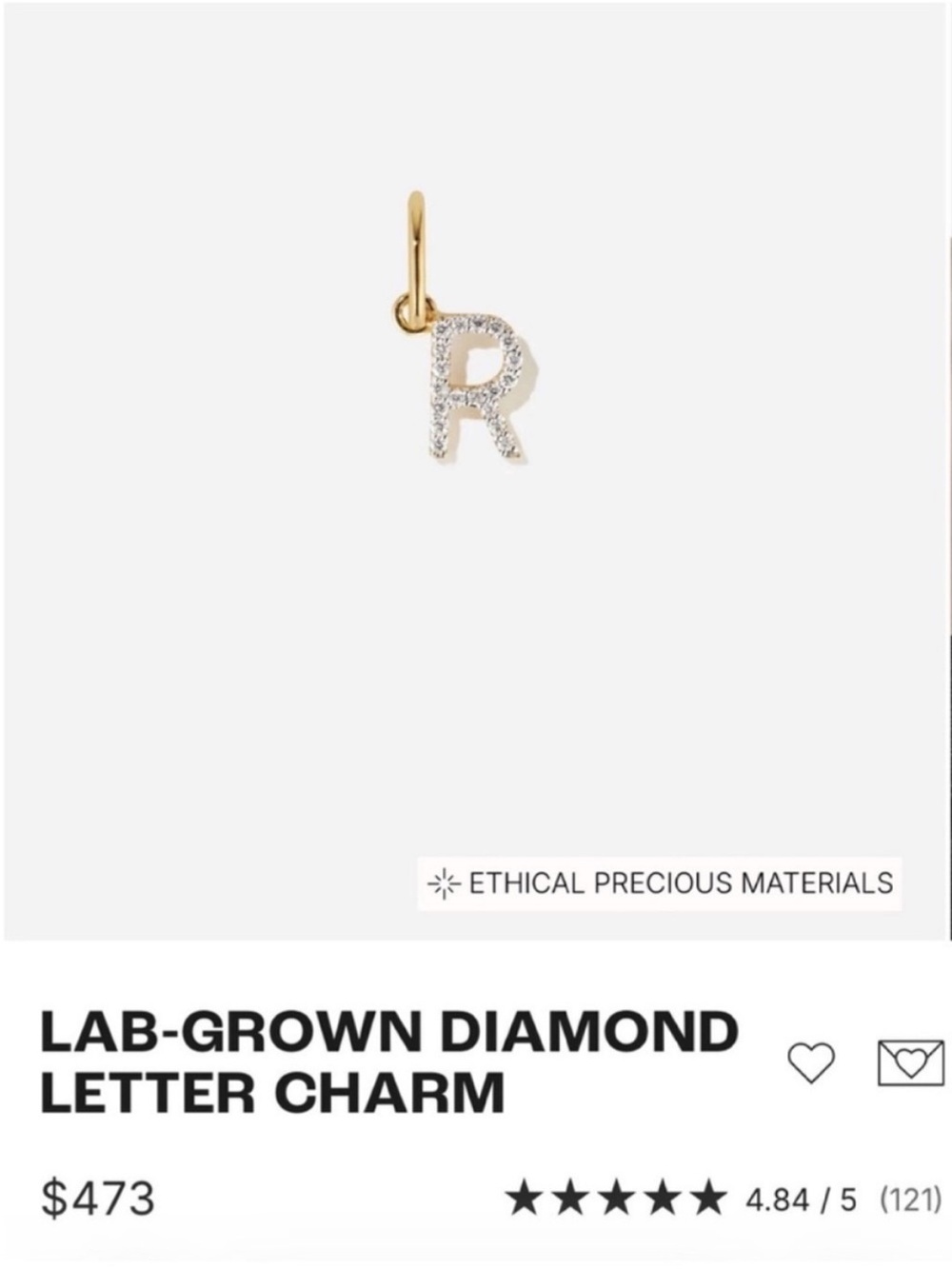 BRUNA THE LABEL LAB-GROWN DIAMOND LETTER CHARM - Picture 11 of 11
